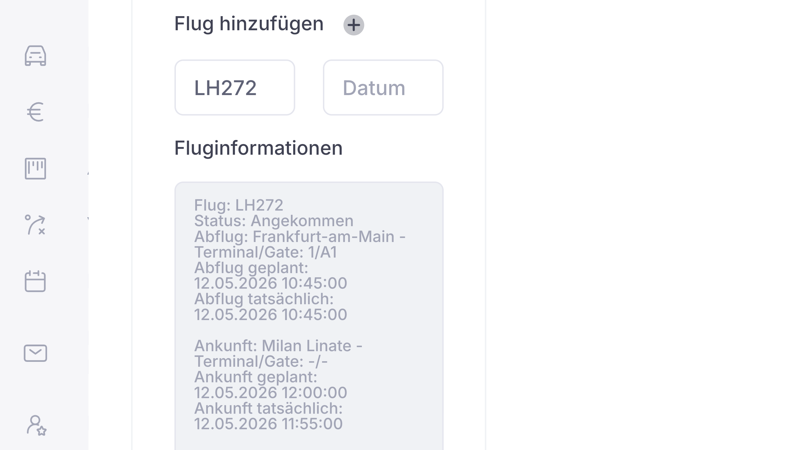 Taksi rezervasyonundaki uçuş bilgileri