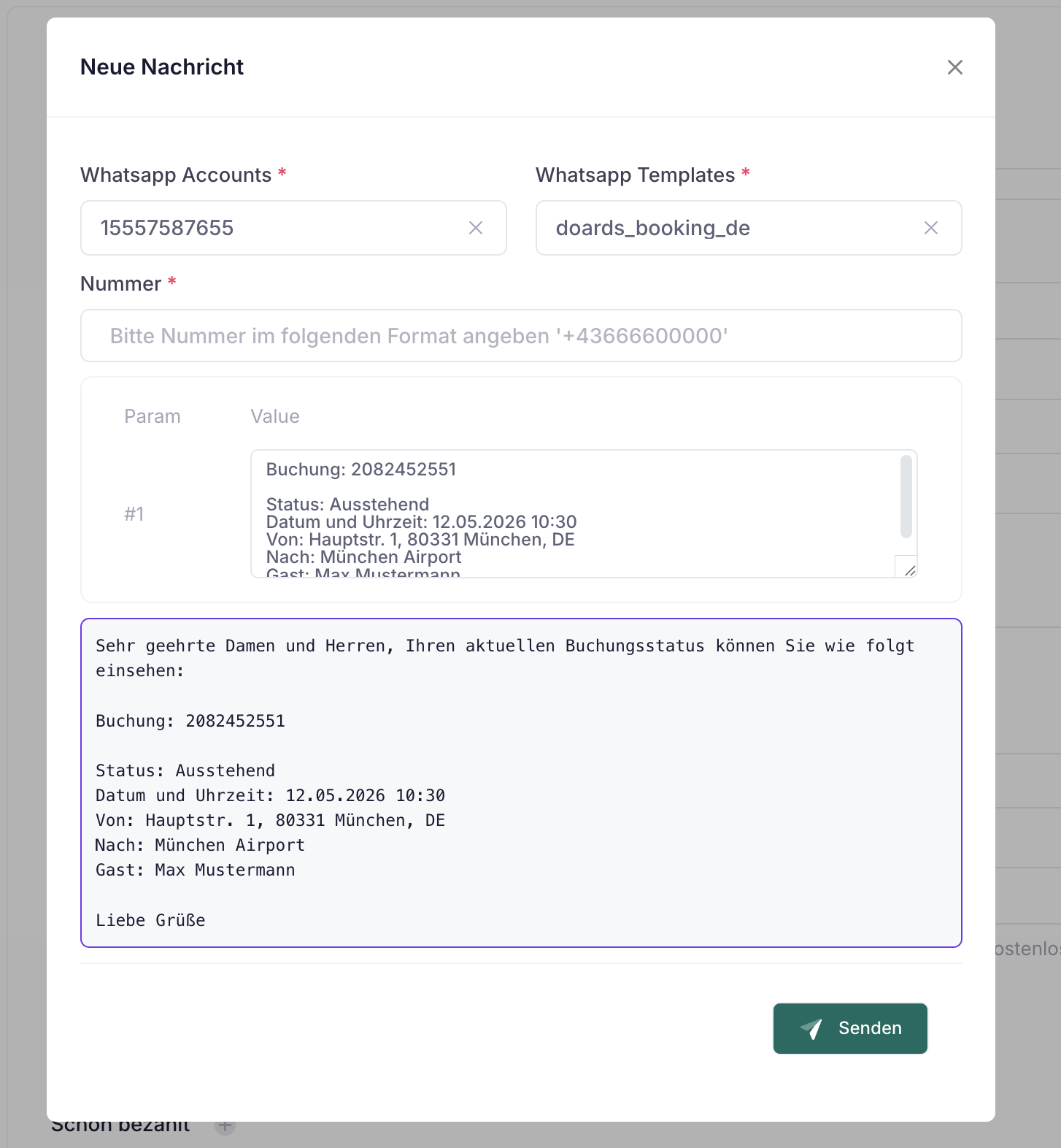 WhatsApp taksi rezervasyon entegrasyonu